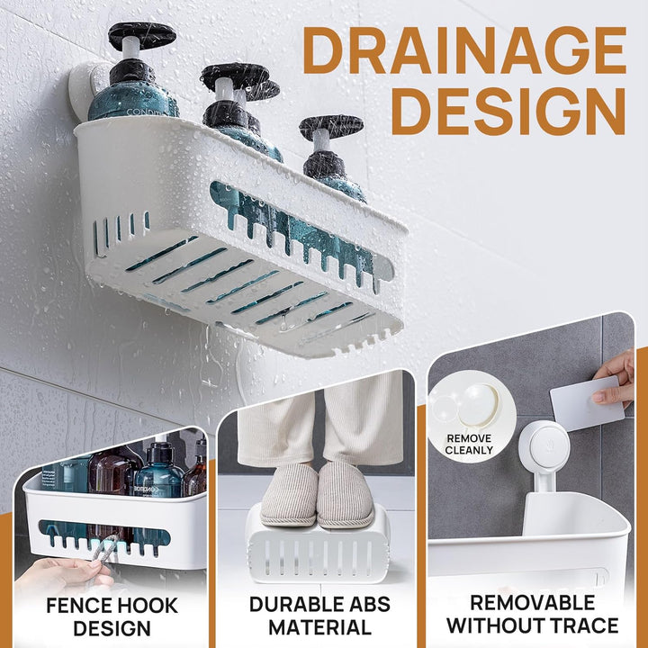 LEVERLOC Duschablage Ohne Bohren Saugnapf Dusche Organizer Grosse Kapazität Bad Organizer Ohne Bohre