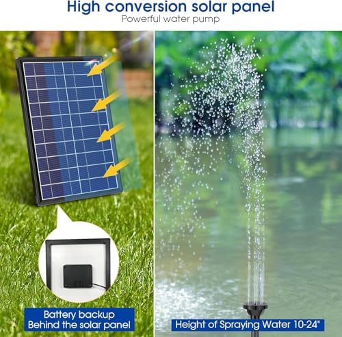 Biling 6W Solar Springbrunnen für aussen mit 3000mAh Batterie und Solarbrunnen für Draussen mit Filt
