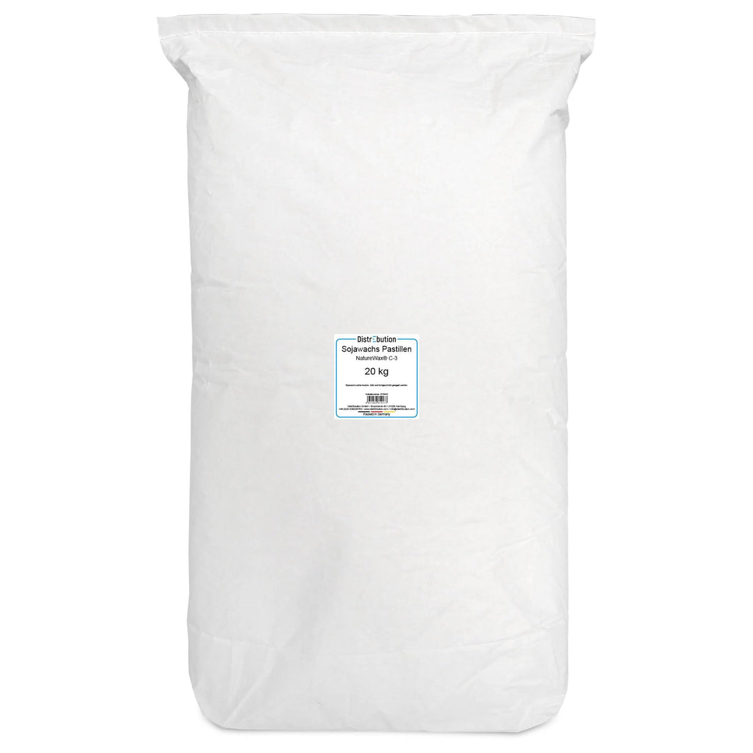DistrEbution Sojawachs Pastillen für Kerzen 20kg - Vegan, Natürlich, Biologisch Abbaubar, 20kg