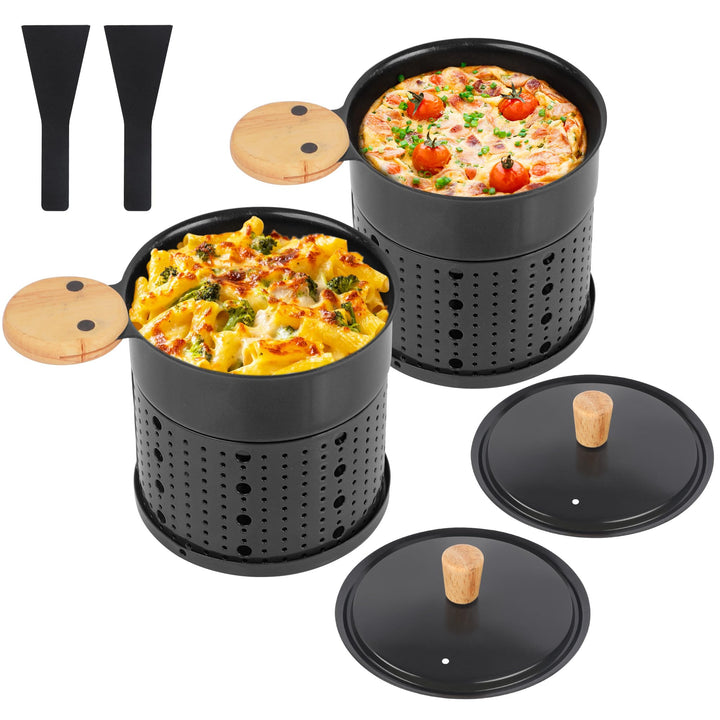 ipow 2er Set Mini Raclette Grill, Racletteofen Set antihaftbeschicht Kerzenraclette für Teelichter,
