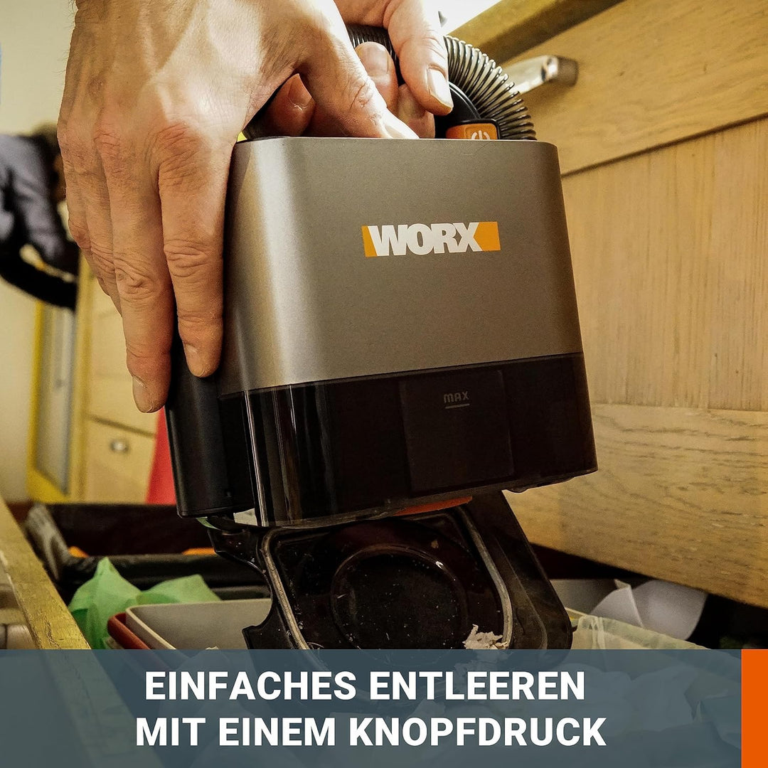 WORX WX030.9 Max Akku Autostaubsauger - beutelloser Hand-Staubsauger - 20V - mit Fugendüse und Kombi