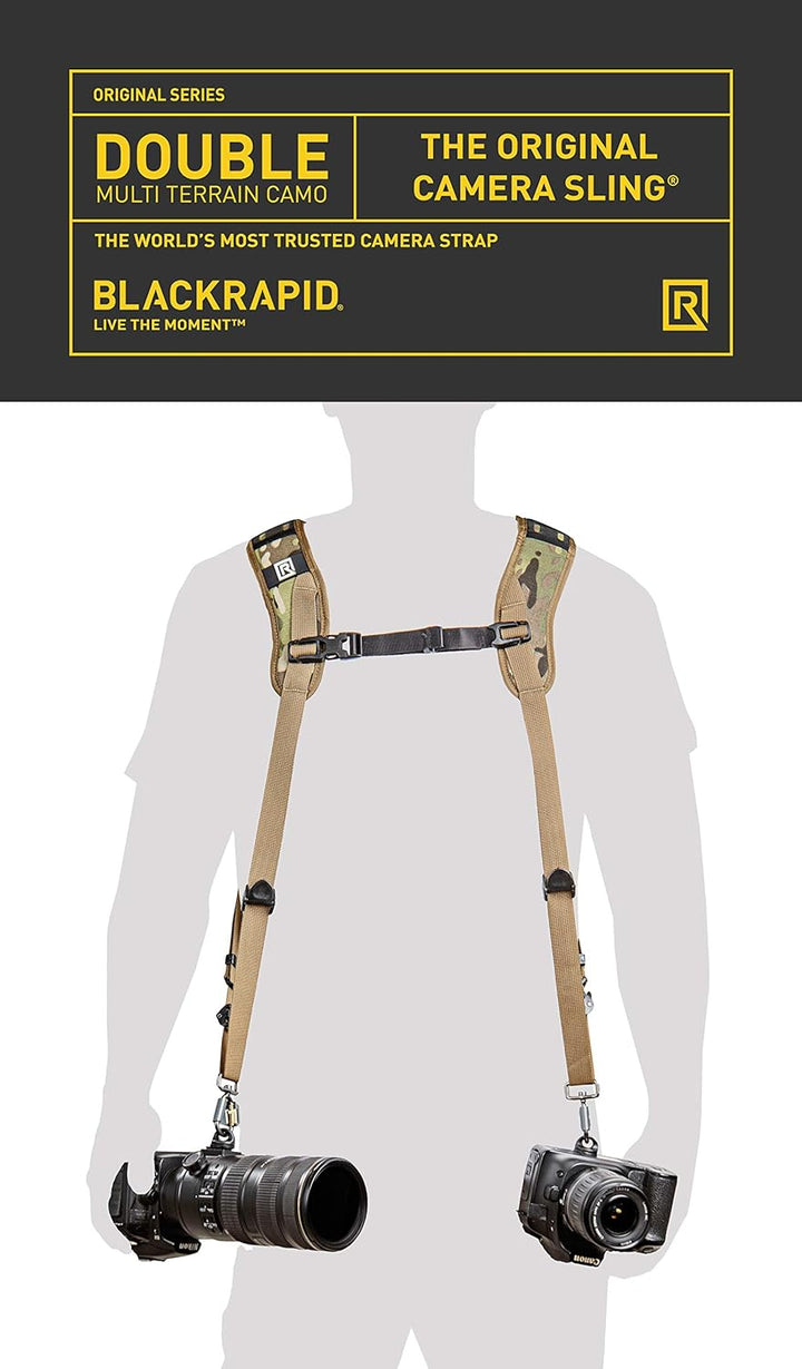 BlackRapid Doppelter Kameragurt – Tarnmuster für mehrere Terrains, für 1 oder 2 Kameras
