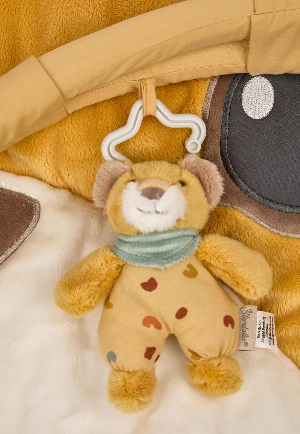 Sterntaler Spielbogen Löwe Leo – Flauschig weiche Baby-Spieldecke mit Spiegel & Rassel – Abnehmbarer