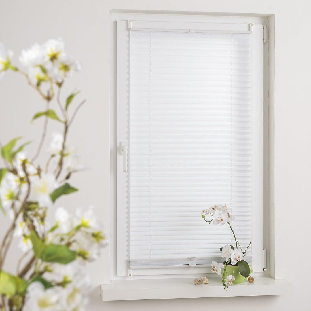 Liedeco® Plissee (Day and Night) verspannt mit Klemmträger / 75 x 130 cm weiss-weiss (Breite x Höhe)