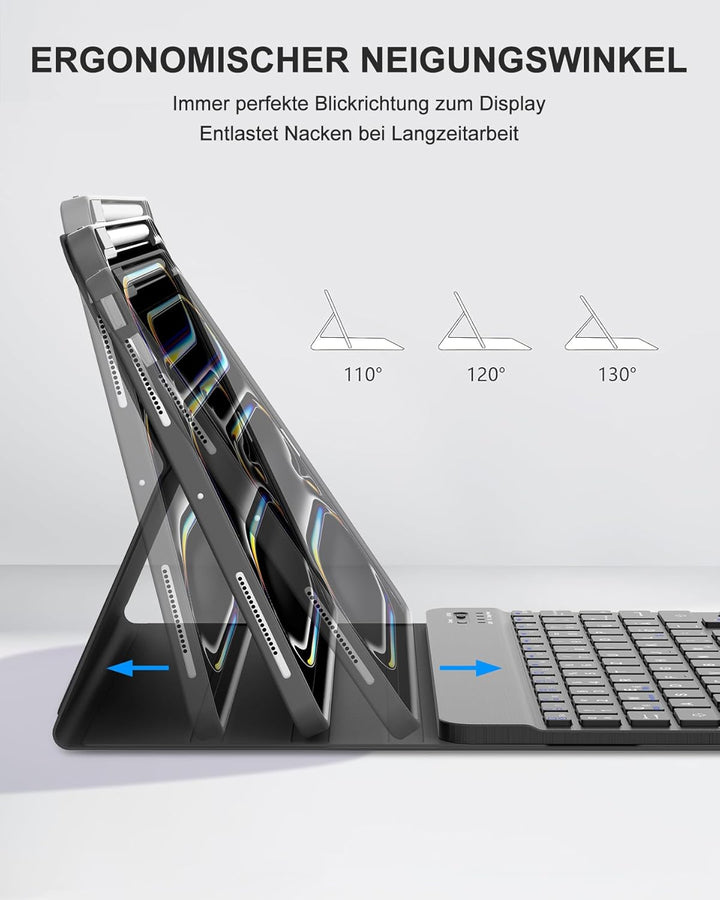 Hülle mit Tastatur für iPad Pro 11" M5/M4 (2025/2024) - Deutsche QWERTZ Tastatur, integrierter Stift