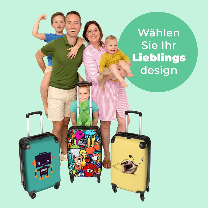 NoBoringSuitcases.com® Kinder Koffer Hartschalenkoffer Klein Rollkoffer Handgepäck Geschenk - Monste