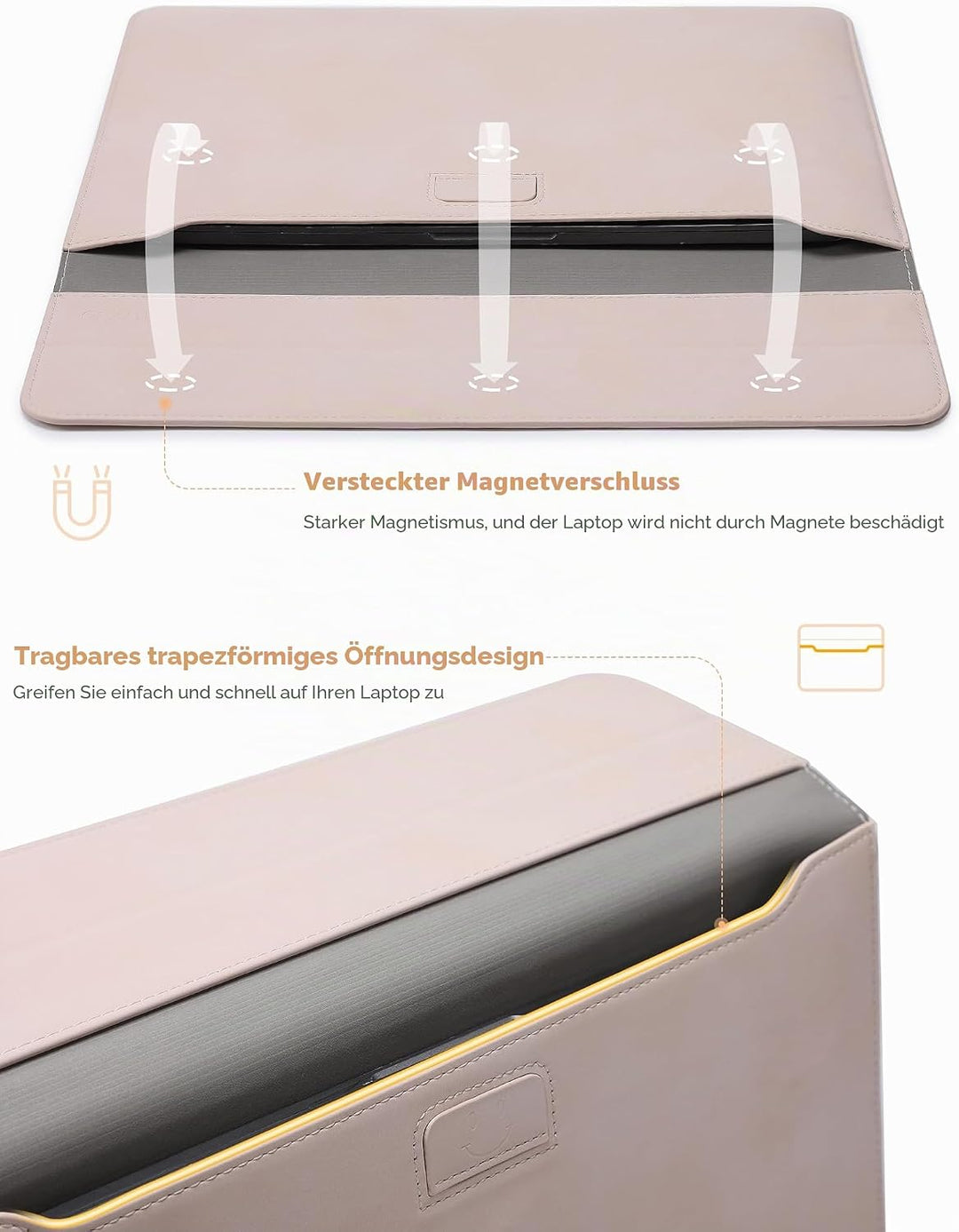 HYZUO 13 Zoll Laptop Hülle mit Standfunktion für 2025-2018 MacBook Air 13 M4 M3 M2 M1, 2025-2016 Mac
