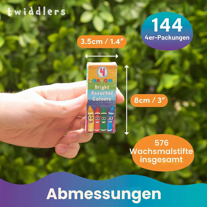 THE TWIDDLERS 144 Boxen Wachsmalstiften, 4 Farben - Gastgeschenke, Mitbringsel, Mitgebsel für Kinder