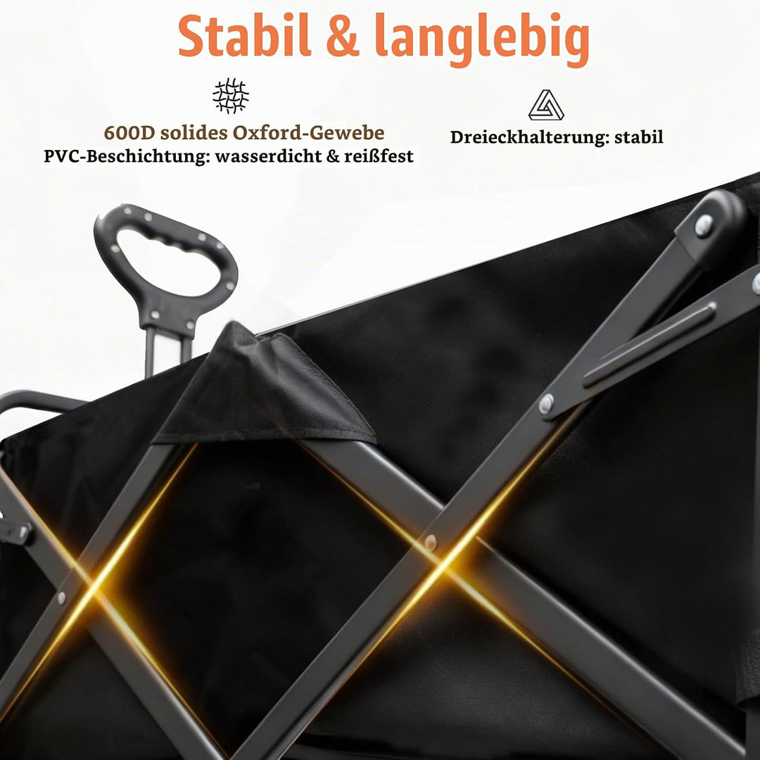 Sanycasa Bollerwagen faltbar 200L 200KG Tragkraft Gelände Strand geeingenet Bollerwagen mit Bremsen