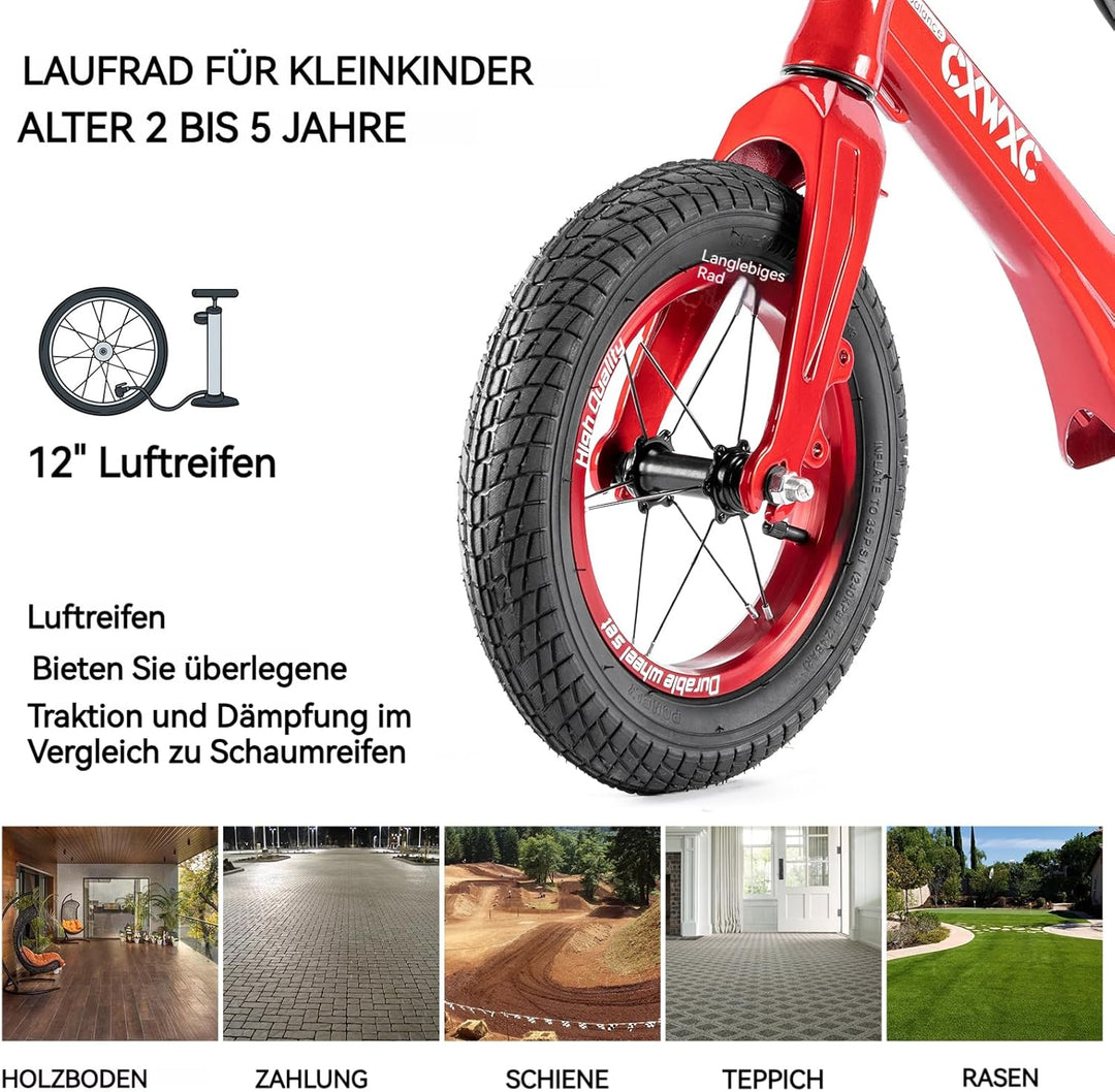 CXWXC Laufrad ab 2 Jahre Einzigartiger Magnesiumlegierung 12 Zoll Kinder Laufrad Tragfähigkeit von 3