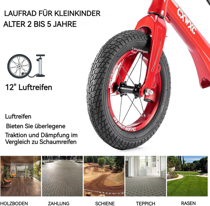 CXWXC Laufrad ab 2 Jahre Einzigartiger Magnesiumlegierung 12 Zoll Kinder Laufrad Tragfähigkeit von 3
