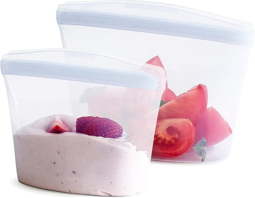 Stasher Bag Premium Silikonbeutel wiederverwendbar für Lebensmittel, Lot de 2, Klar, Dauerhaft, Back