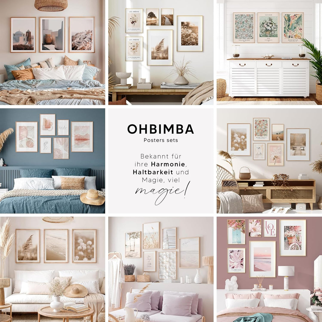 OHBIMBA® Sets Von 3 Poster & Kunstdrucke Zum Einrahmen - Zimmer Deko Und Wanddeko Wohnzimmer - Deko
