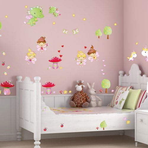 Wandkings Feen Welt Wandsticker Megapack Set, 62 Aufkleber, Gesamtfläche 260 x 70 cm