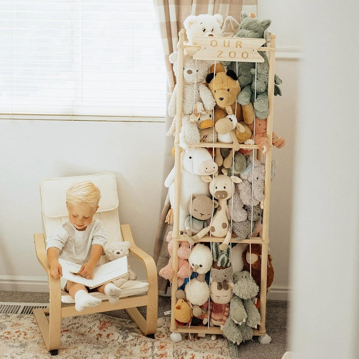 Massiv Kiefer Zoo Aufbewahrung Kuscheltier Organizer für Kinderzimmer | Massivem Kiefernholz, unters