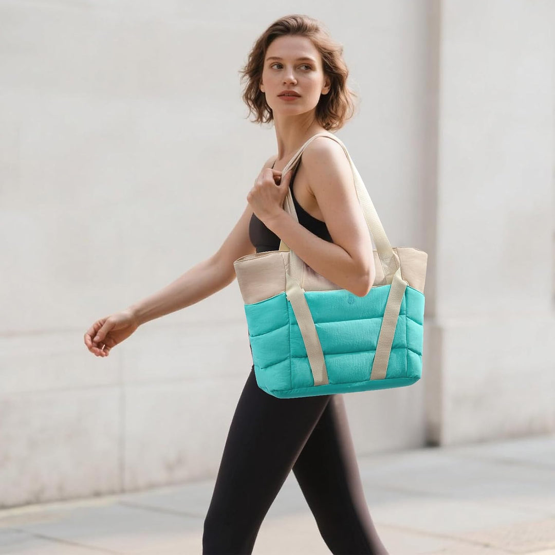 Axcone Tragetasche für Damen mit Reissverschluss,Gesteppte Tragetasche,Sporttasche mit Yogamatten-Gu
