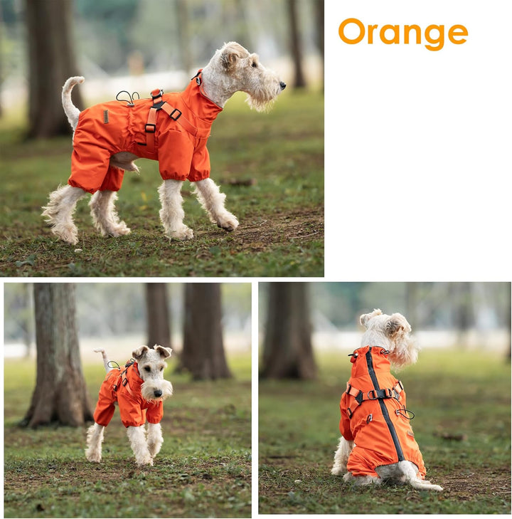 Hundegeschirr, Regenmantel, verstellbar, 4 Beine, Hundejacke mit Geschirr, reflektierender Overall,