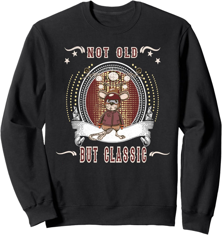 Nicht alt aber klassisch, Motorrad Maus Grafik Herren Damen Sweatshirt