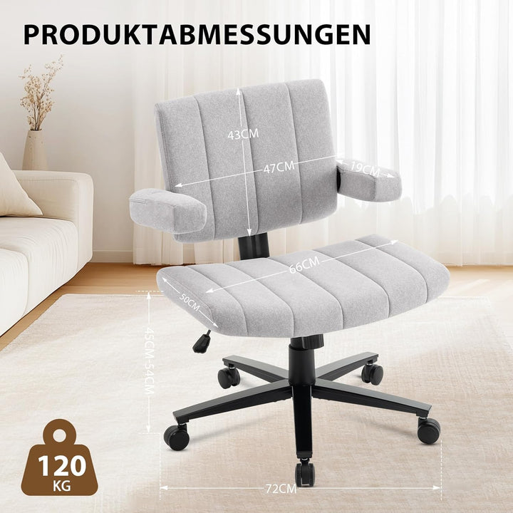 Criss Cross Chair mit Rädern, verstellbarebreite Armlehne Criss Cross Chair, Anti-Grip-StoffKomfort