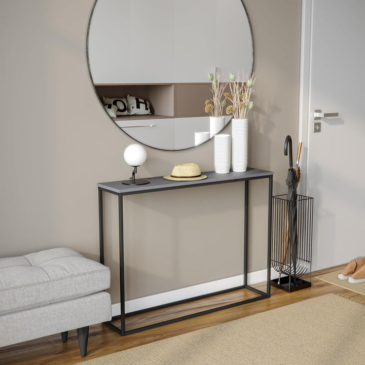 URBNLIVING Konsolentisch aus Holz, mit Metallbeinen, Grau, Grau