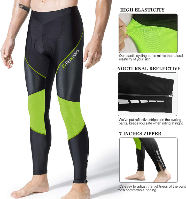 MEETWEE Herren Radlerhose Lange Fahrradhose, Kompression Radhose Leggings Radsport Hose für Männer E