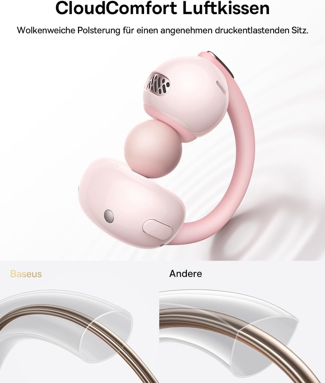 Baseus Bowie MC2 Air Open-Ear-Kopfhörer, Clip-On Earbuds mit CloudComfort, Bluetooth 6.0, SuperBass