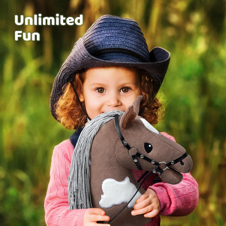 BEJOY Steckenpferd Spielzeug Pferd, Hobby Horse Holzpferd Plüschpferd zum Reiten für Kinder mit Half