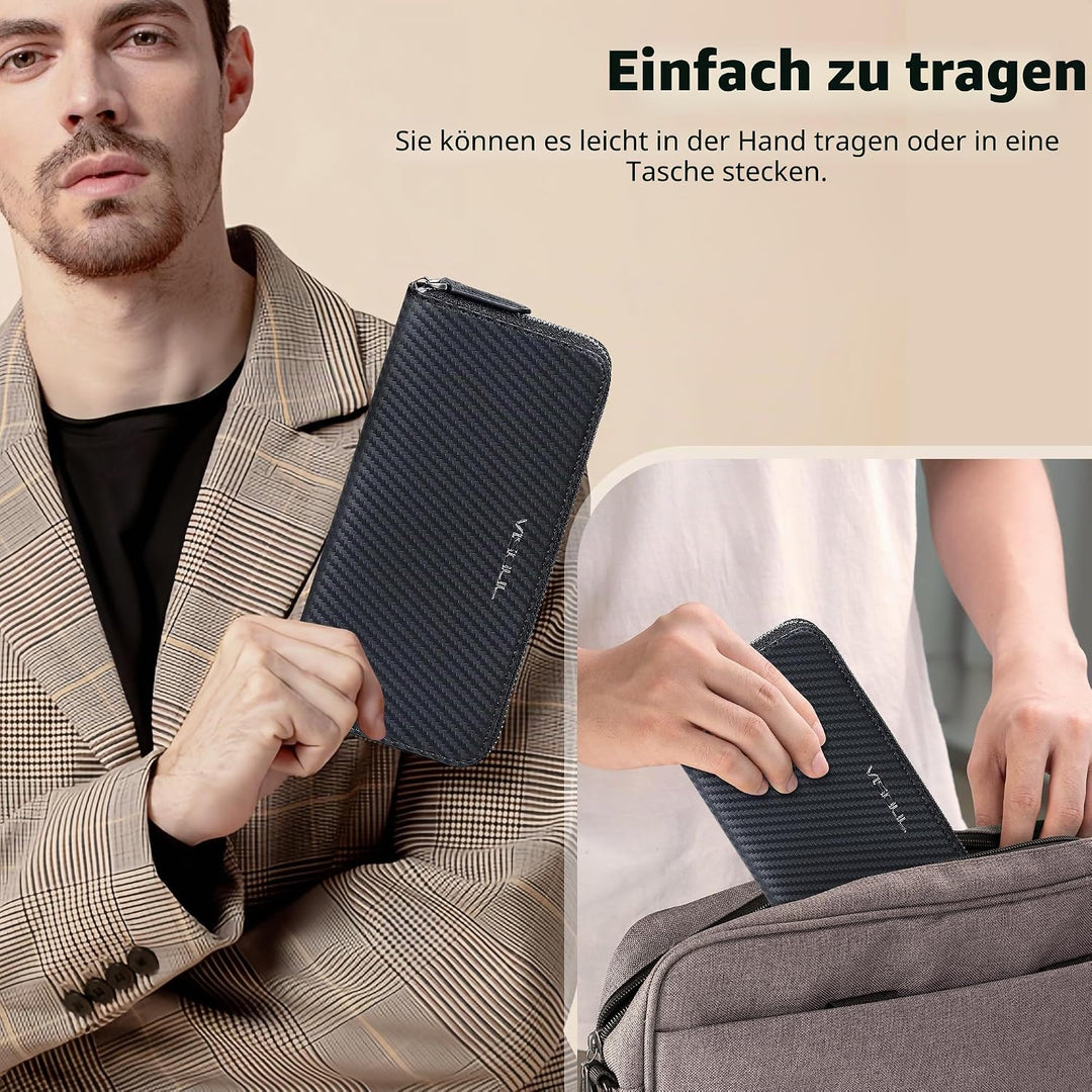 VISOUL Premium Brieftasche Echtleder Italienisches Leder mit RFID Schutz, XL Geldbörse für Herren Da