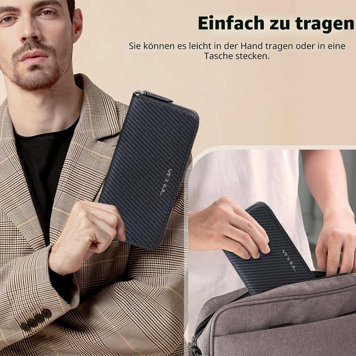 VISOUL Premium Brieftasche Echtleder Italienisches Leder mit RFID Schutz, XL Geldbörse für Herren Da
