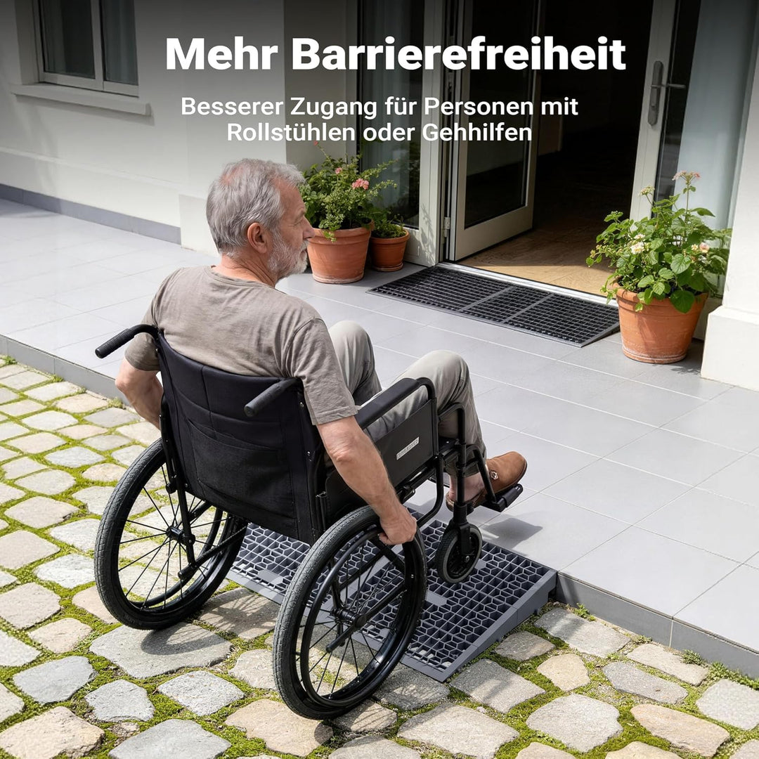 Wiltec Türschwellenrampe in verschiedenen Höhen 0-25/25-50/50-76 mm mit 810 mm Breite für Rollstuhl