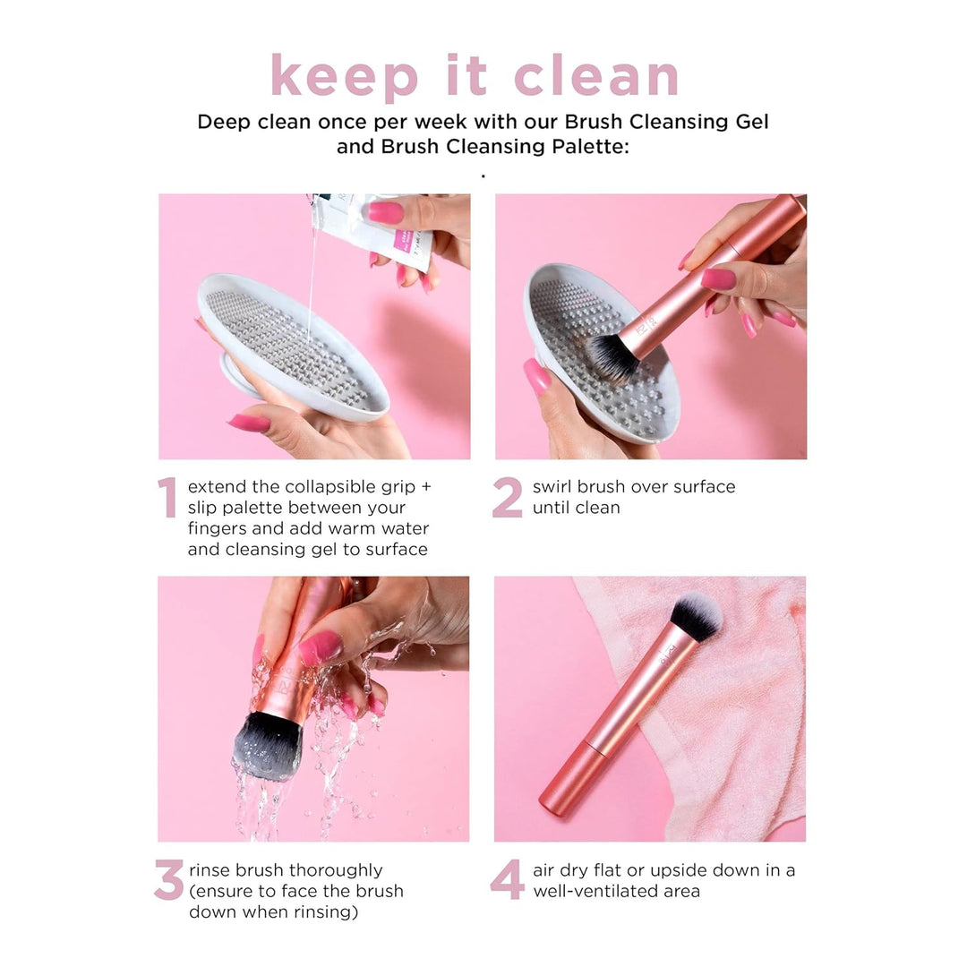 Real Techniques Extra grosser Puderpinsel, grosser Make-up-Pinsel für Puder, flauschiger Kopf für Al