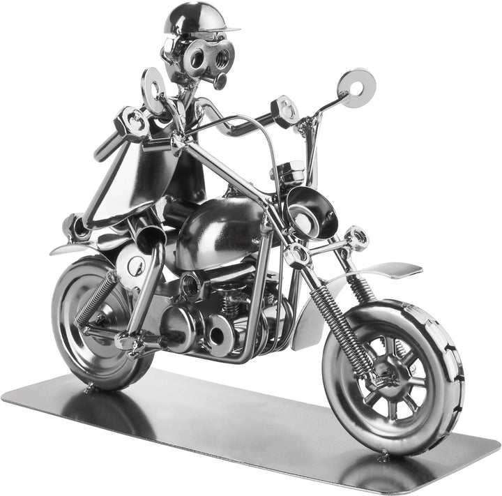 BRUBAKER Schraubenmännchen Motorradfahrer - Handarbeit Eisenfigur Metallmännchen - Metallfigur Gesch