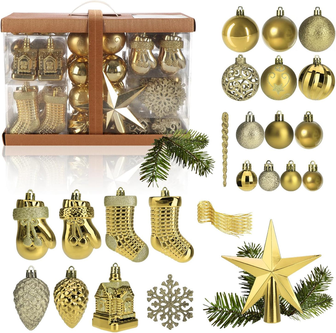 com-four® 128x Weihnachtskugeln, Christbaumkugeln bruchsicher aus Kunststoff für Weihnachten, Baumsc