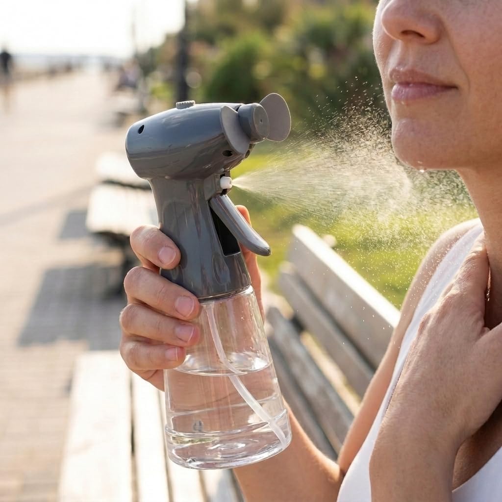 MIJOMA Sprühflasche mit Ventilator, ca. 22 cm, in Hellgrau und Dunkelgrau erhältlich, batteriebetrie