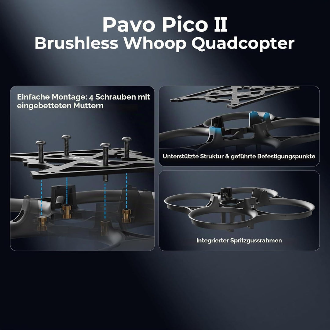 BETAFPV Pavo Pico II Brushless Whoop Frame with HD VTX Bracket | 4-Screw Easy Assembly, Vibration-Da