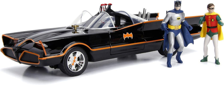 Jada Toys Classic Batmobil 1966, hochdetailiertes 1:18 Modellauto inkl. Batman & Robin Figur, Türen,
