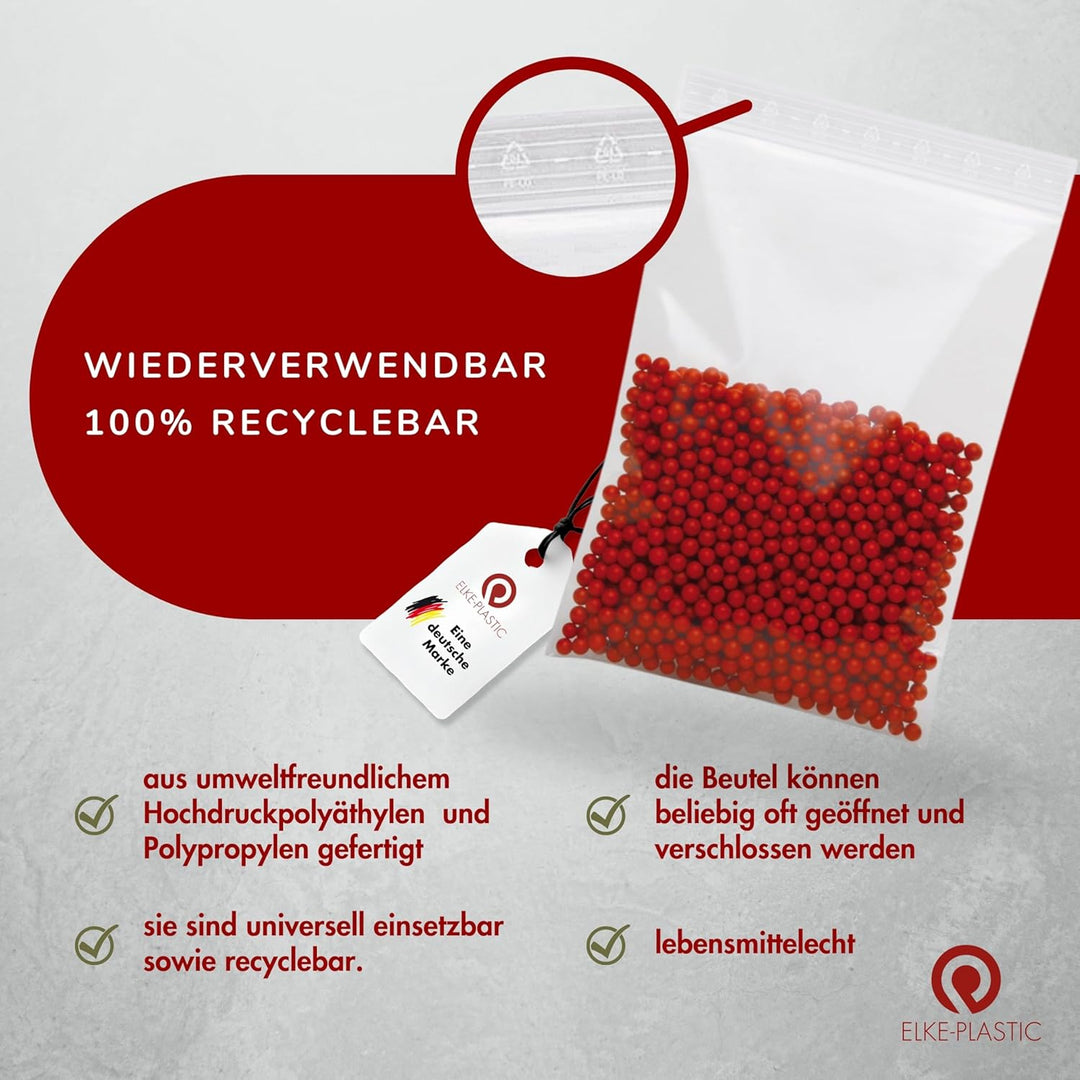 Elke-Plastic Druckverschlussbeutel - wiederverschliessbare Plastiktüte - Polybeutel - Plastikbeutel