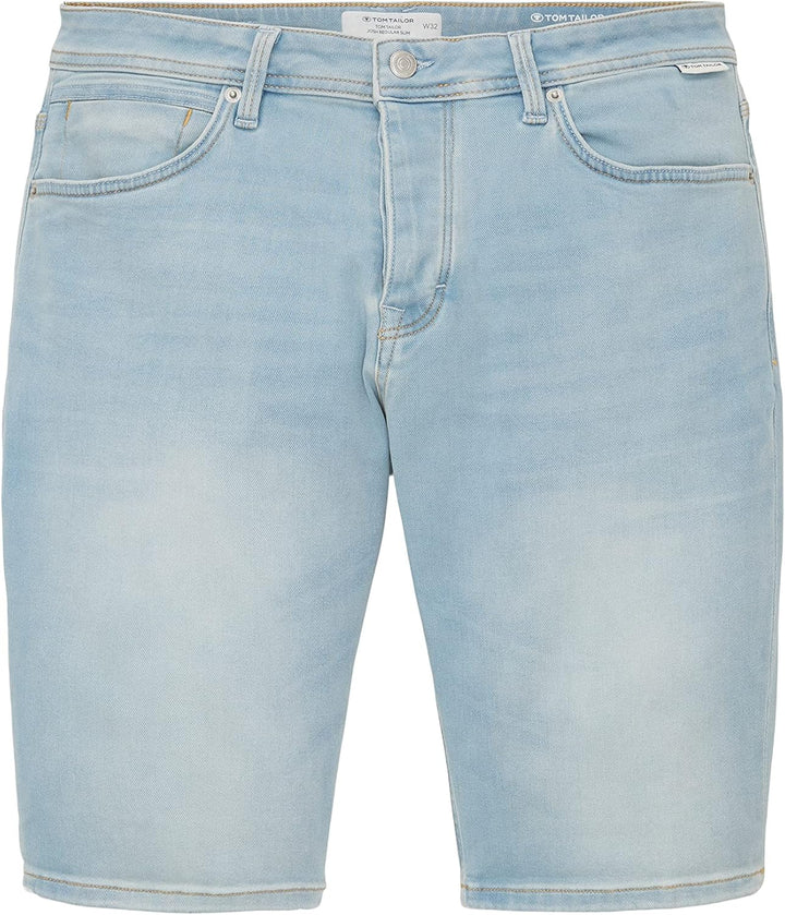 TOM TAILOR Herren Jeans Bermuda Shorts mit Stretch, 30 10117 - Used Bleached Blue Denim