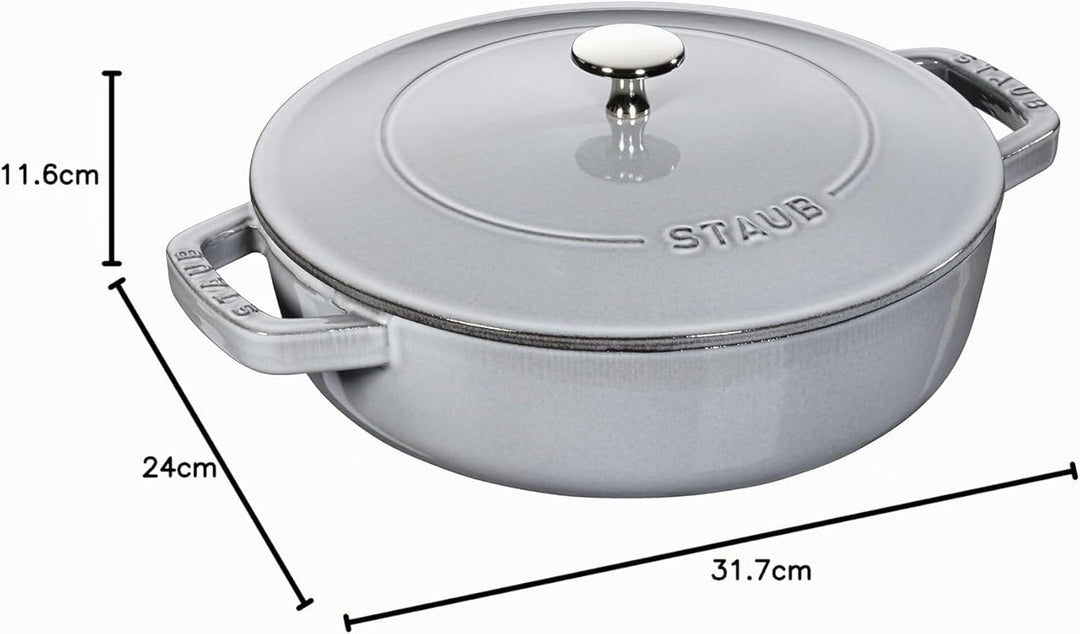 STAUB Gusseisen Bräter, Chistera Tropfenstruktur im Deckel, Rund 24 cm, 2,5 L, Graphitgrau Graphitgr