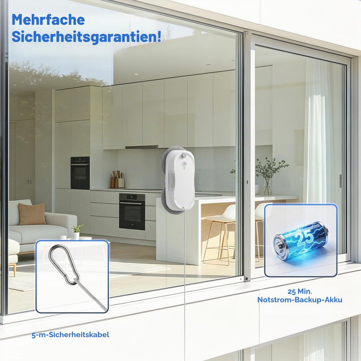 KKI Fensterreinigungsroboter, Automatischer Fensterreiniger-Roboter, Dual-Spray, max3200 Pa, KI-Pfad