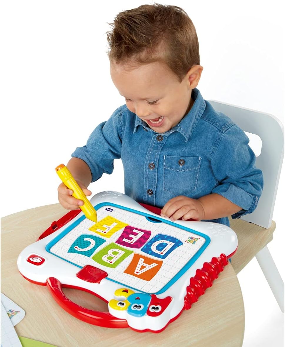 Chicco Meine erste Tafel mit LCD-Anzeige und Karten, Schreib- und Zeichnungen, inspiriert von der Mo