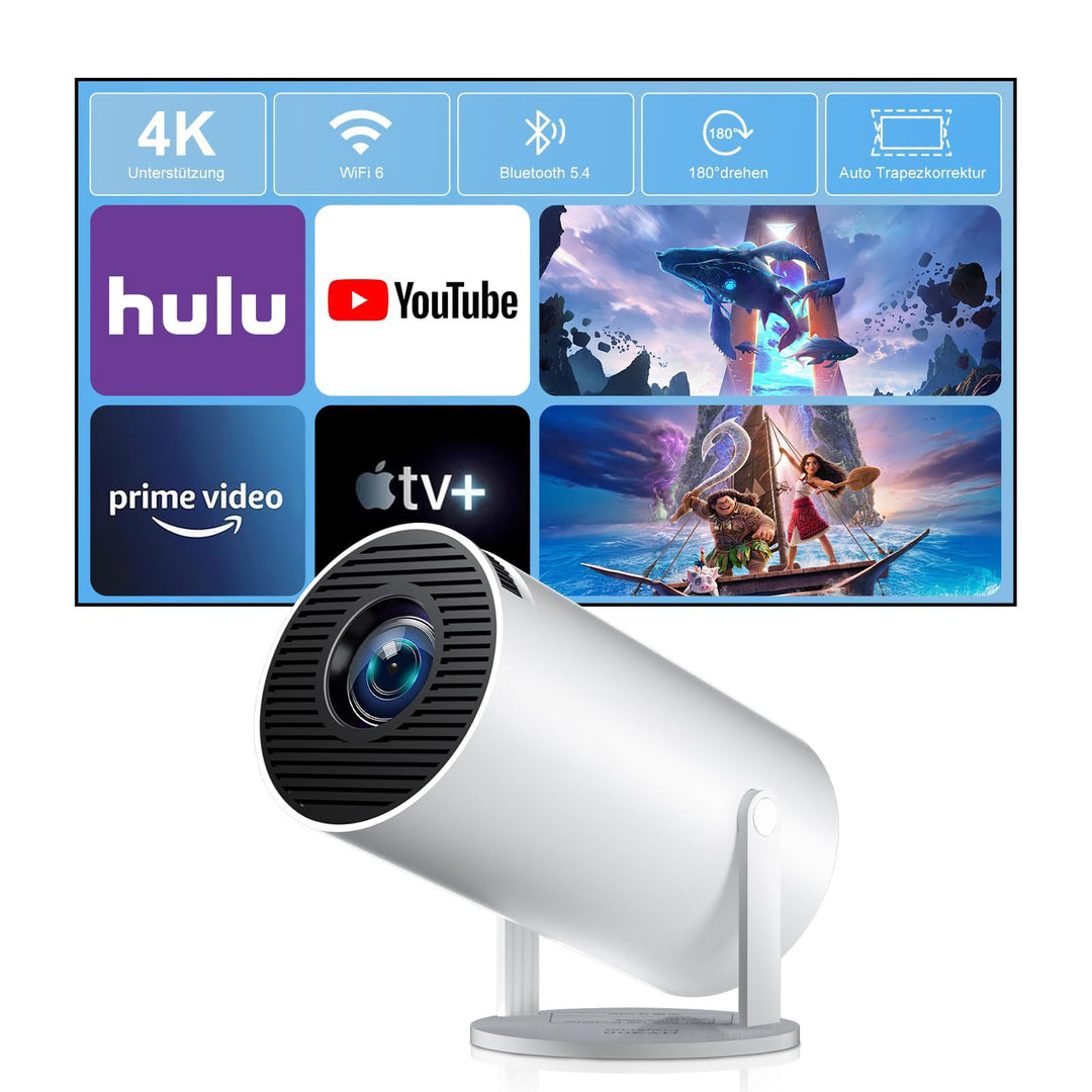ZDSSY Beamer,Mini Beamer Klein 4K Unterstützung 1080P,Projektor mit WiFi 6 & Bluetooth 5.2,Autofokus
