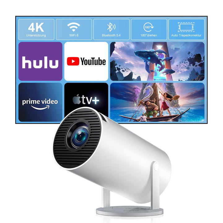 ZDSSY Beamer,Mini Beamer Klein 4K Unterstützung 1080P,Projektor mit WiFi 6 & Bluetooth 5.2,Autofokus