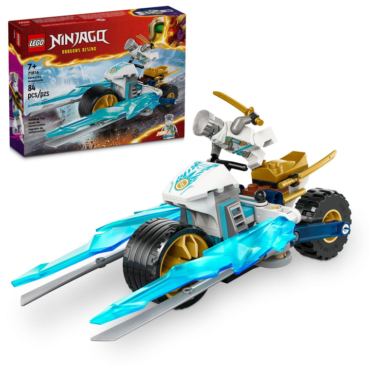 Lego NINJAGO 71816 Zanes EIS-Motorrad-Spielzeug mit 1 Minifigur inklusive, baubares Modellfahrzeug,