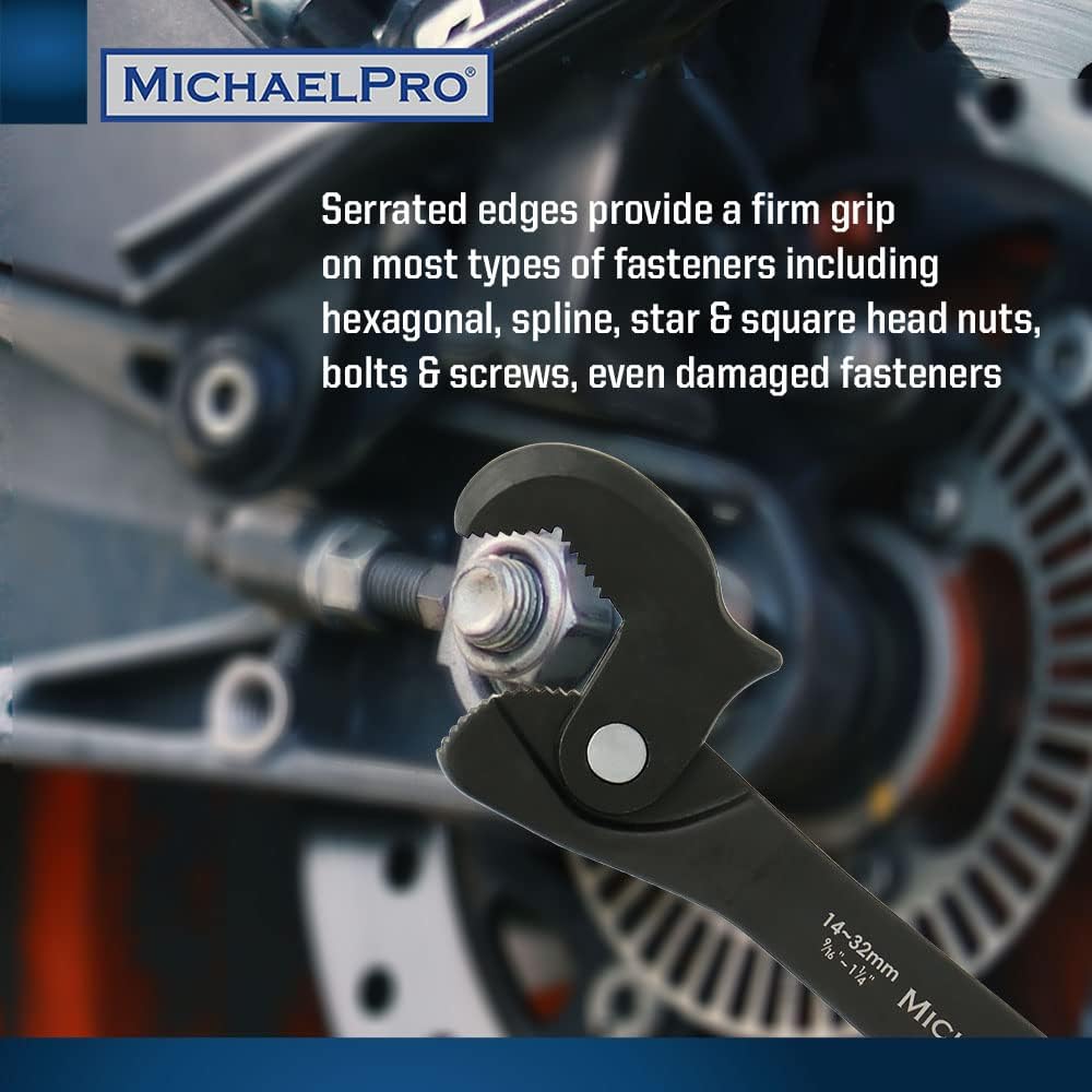 MichaelPro Dual Action Auto Size Adjusting Wrench, Self-Adjusting Quick Wrench, Multi-Size Spring Wr
