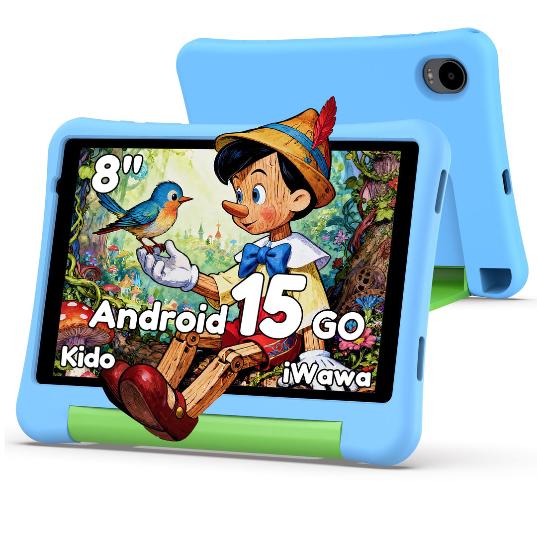 ALLDOCUBE KIDO 8 Zoll Kinder Tablet, Android 15 Go, 32GB ROM, 5000mAh, Blau | 3GB RAM, zwei Lautspre