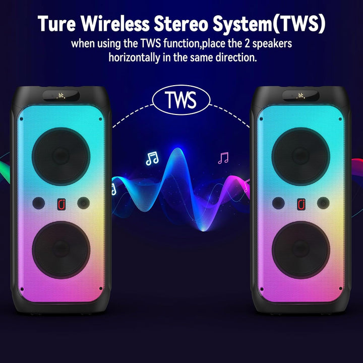 JYX Karaoke Maschine Tragbarer Bluetooth-Lautsprecher mit 2 drahtlosen Mikrofonen für Erwachsene, Ka