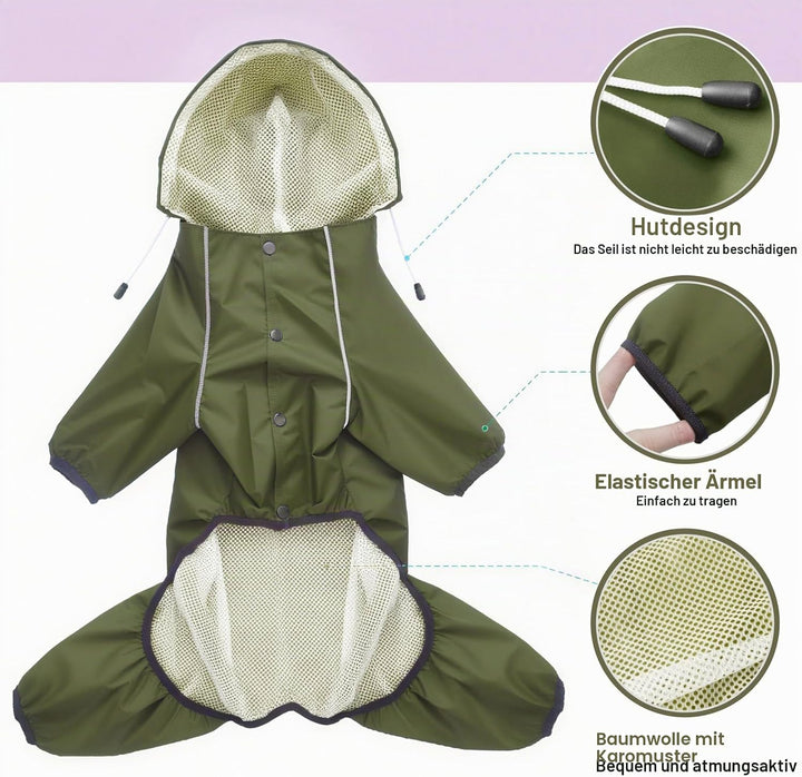 Idepet Regenmantel für Hunde Regenjacke Hund Winddicht Wasserdicht Hundamantel mit Kapuze für kleine