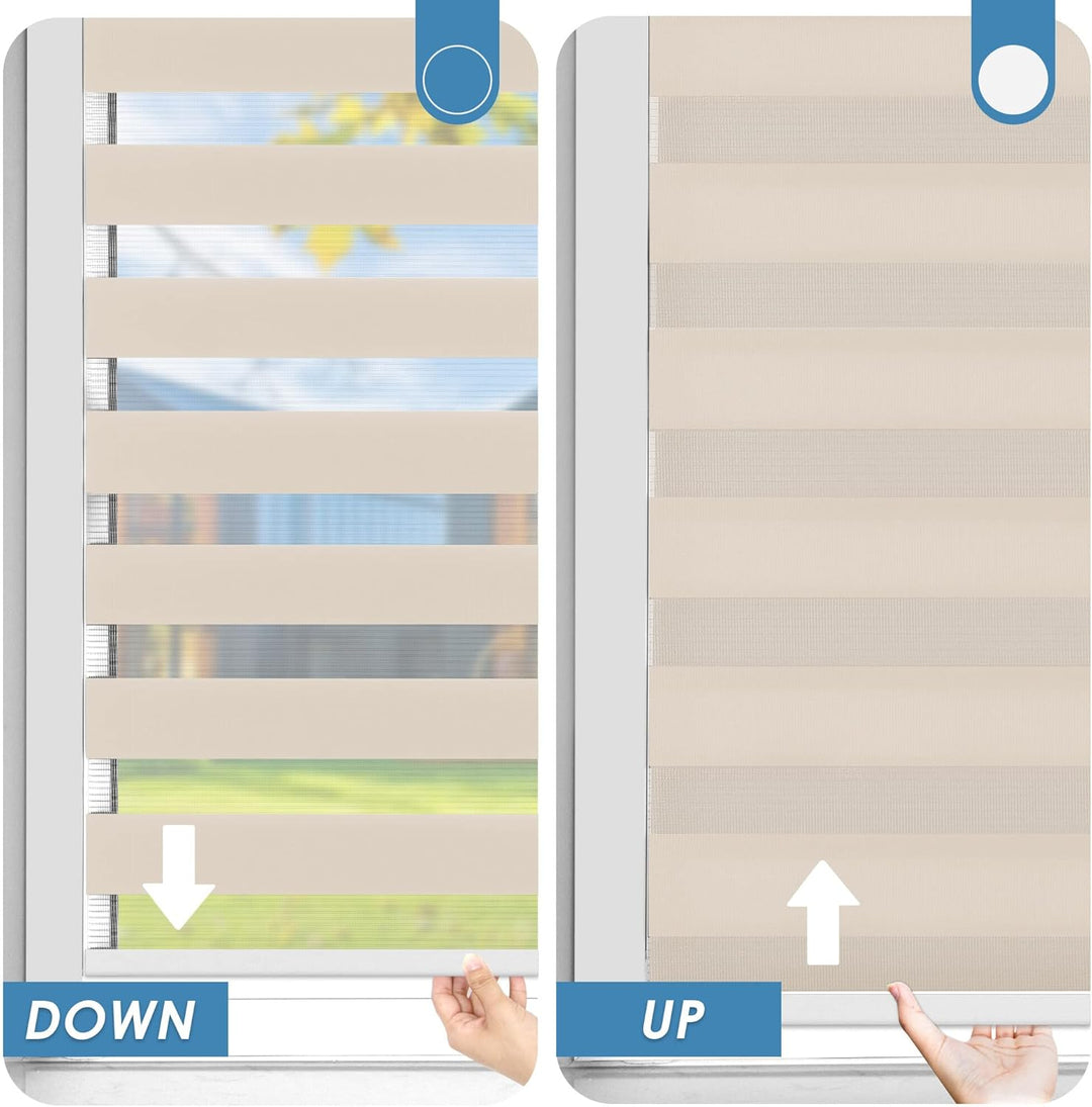 SBARTAR Doppelrollo schnurlos Klemmfix Rollos für Fenster ohne Bohren & zum Bohren, Natur 90x150cm (