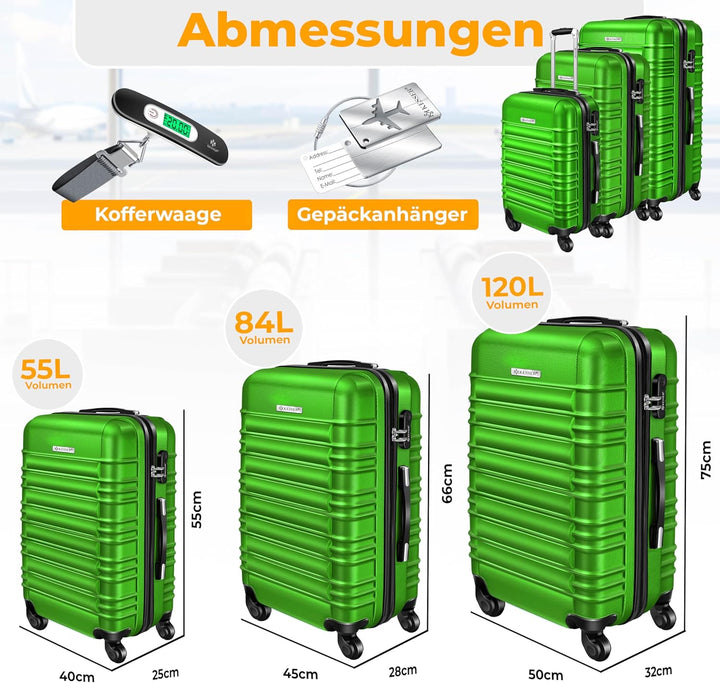 KESSER® 3tlg. Hartschalenkofferset Hard Shell Basic Hartschalenkoffer Trolley Koffer Reisekoffer Rei
